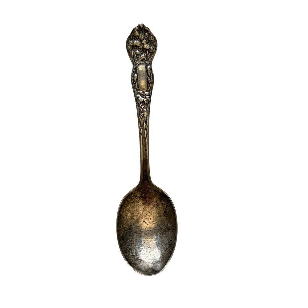 Antique Silverplated Stratford Silver CO AXI Spoons collectible flower floral 2